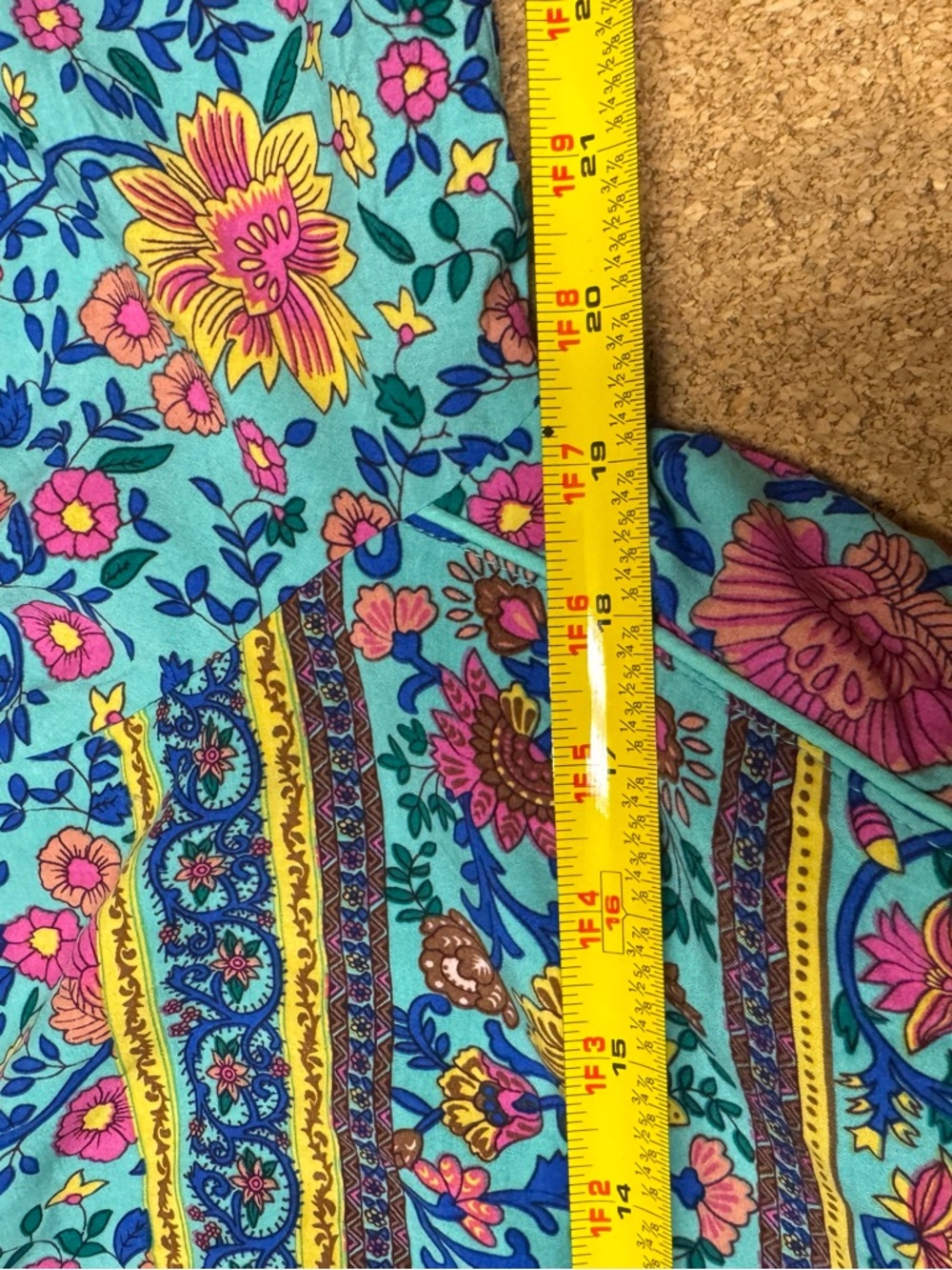 R Vivimos Boho Floral Midi Dress Womens M Teal Tassel Tie V Neck NWT Peasant A4 - Picture 14 of 15